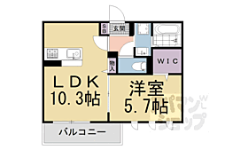 グラシア内畑 2階1LDKの間取り