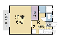 京都地下鉄東西線 東野駅 徒歩15分の賃貸アパート 2階1Kの間取り