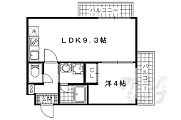 JR東海道・山陽本線 山科駅 徒歩10分の賃貸マンション 2階1LDKの間取り