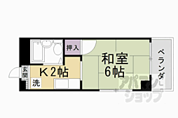 サンハイツ田辺 3階1Kの間取り