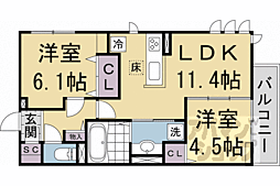 Ｂｅｌｌ　ｓｏａｒ 301 3階2LDKの間取り