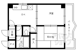 第20洛西ハイツ久我 3階2DKの間取り
