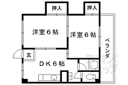 エクセル伏見 2階2DKの間取り