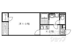 京都地下鉄東西線 東野駅 徒歩25分の賃貸アパート 1階1Kの間取り