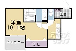 京都地下鉄東西線 椥辻駅 徒歩6分の賃貸アパート 3階1Kの間取り
