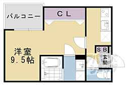 京都地下鉄東西線 椥辻駅 徒歩6分の賃貸アパート 2階1Kの間取り
