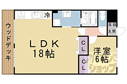 京都地下鉄東西線 東野駅 徒歩26分の賃貸マンション 4階1LDKの間取り