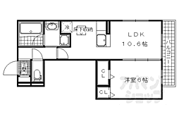 シェモワ　Ａ棟 2階1LDKの間取り