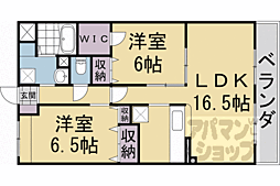 阪急京都本線 長岡天神駅 徒歩1分の賃貸マンション 1階2LDKの間取り