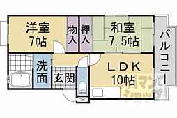 阪急京都本線 東向日駅 徒歩13分の賃貸マンション 2階2LDKの間取り