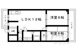 JR東海道・山陽本線 向日町駅 徒歩4分の賃貸マンション 3階2LDKの間取り