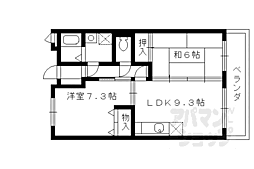 ラポート安井 1階2DKの間取り