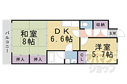 阪急京都本線 西山天王山駅 徒歩18分の賃貸マンション 4階2DKの間取り