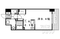 京都地下鉄東西線 椥辻駅 徒歩2分の賃貸マンション 9階1Kの間取り