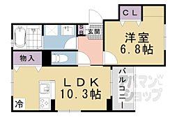 京都地下鉄東西線 東野駅 徒歩14分の賃貸アパート 3階1LDKの間取り