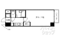 京都地下鉄東西線 椥辻駅 徒歩3分の賃貸マンション 9階1Kの間取り