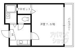 メゾンヒラキ 2-D 2階1Kの間取り