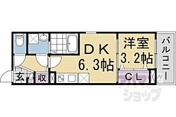 京都市伏見区小栗栖石川町アパート 1DKの間取図画像