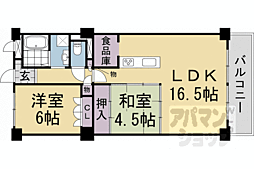 向島ニュータウン第二街区2-B棟 2LDKの間取図画像