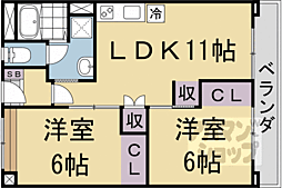 京都市向島市営住宅第九街区9-1棟 2LDKの間取図画像