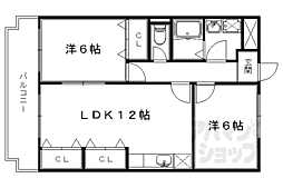 シャトー志水 2LDKの間取図画像