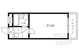 シティハウス丹波橋 1Kの間取図画像