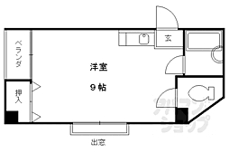 バドワール墨染 ワンルームの間取図画像