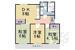 京都市醍醐上ノ山団地A1棟 3LDKの間取図画像