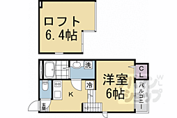 ハーモニーテラス淀木津町2 1Kの間取図画像
