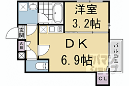ハーモニーテラス深草坊町 1DKの間取図画像