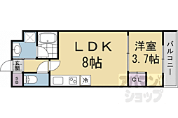 CREDOR伏見桃山 1LDKの間取図画像