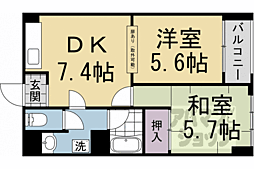 リンサンハイツ 2DKの間取図画像