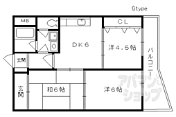 ウェルネス桃山 3DKの間取図画像