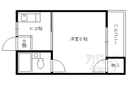 ノーブル伏見 1Kの間取図画像