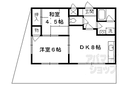 シャントゥール城北 2DKの間取図画像