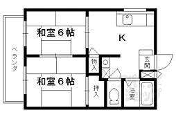 サキハイツB棟 2Kの間取図画像