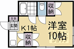 クレセント久津川 1Kの間取図画像