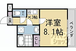 サクシード深草III 1Kの間取図画像