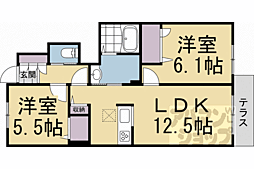 シャーメゾン大堀A棟 2LDKの間取図画像