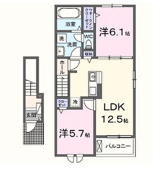 カミーノクラントーノ　ウーノ 205｜兵庫県姫路市飾東町佐良和(賃貸アパート2LDK・2階・56.44㎡)の写真 その2