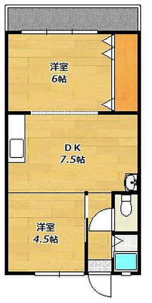 伊勢田マンション 202｜兵庫県明石市朝霧東町2丁目(賃貸マンション2DK・2階・34.20㎡)の写真 その2