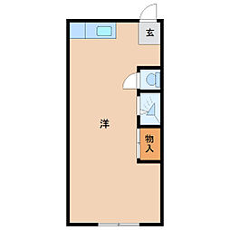 遠藤マンション 3階ワンルームの間取り
