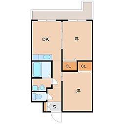 オーパス浜田 2DKの間取図画像