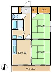 サンフォレスト塚口 2DKの間取図画像
