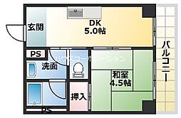 エメラルド立花パート2 1DKの間取図画像