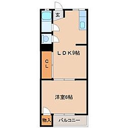 大栄マンション 1LDKの間取図画像