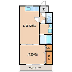 ラ・シャンテ武庫之荘 1LDKの間取図画像