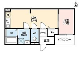 Cocon Grandjour 尼崎水堂町 1LDKの間取図画像