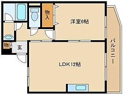 ミスターK北武庫之荘 1LDKの間取図画像