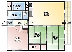 ツインパレス武庫 3LDKの間取図画像